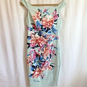 Karen Millen Robin’s Egg Blue Floral Dress - Size 8 Medium